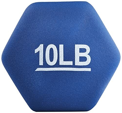 Blue 10-pound hex dumbbell