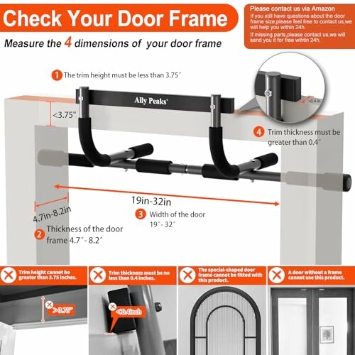 Guide for measuring door frame dimensions for pull-up bar installation.