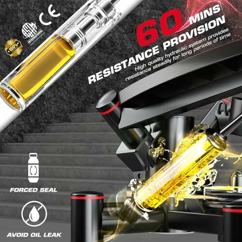 Hydraulic system promoting resistance and oil seal features.